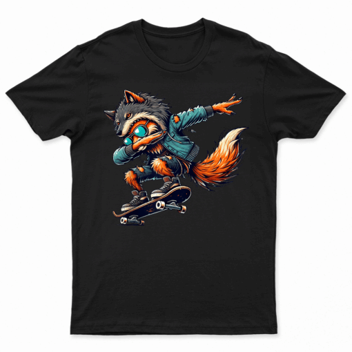 Dabbing Fox Wolf Halloween Trick Or Treat Boys Men Kids Tee T Shirt