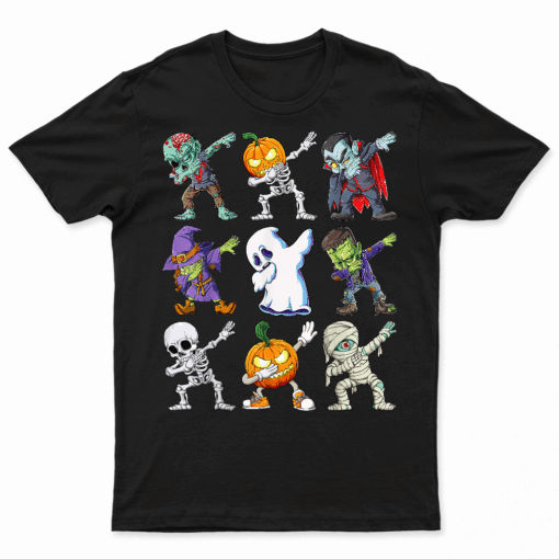 Dabbing Halloween Boys Skeleton Zombie Scary Pumpkin Mummy T Shirt