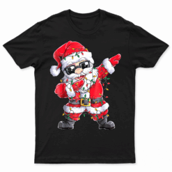Dabbing Santa Shirt For Boys Girls Christmas Tree Lights T Shirt