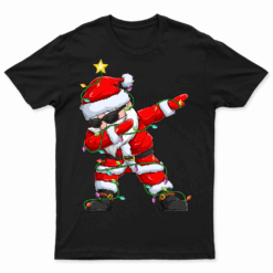 Dabbing Santa Xmas Lights Gifts Kids Girls Boys Christmas T Shirt