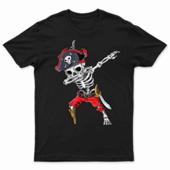 Dabbing Skeleton Pirate T Shirt Halloween Kids Jolly Roger