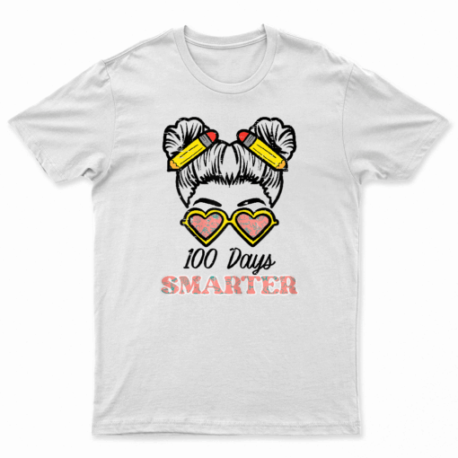 Days Smarter Bun 100Th Day School Teacher Girls Kids T Shirt