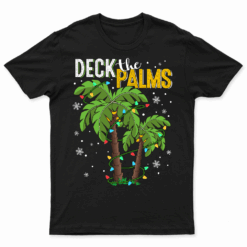 Deck The Palms Tropical Hawaii Christmas Palm Tree Lights T Shirt