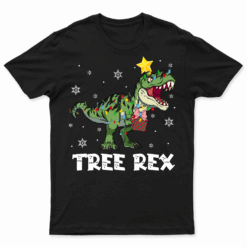 Dinosaur Christmas Tree Rex Pajamas Men Boys Xmas Lights T Shirt