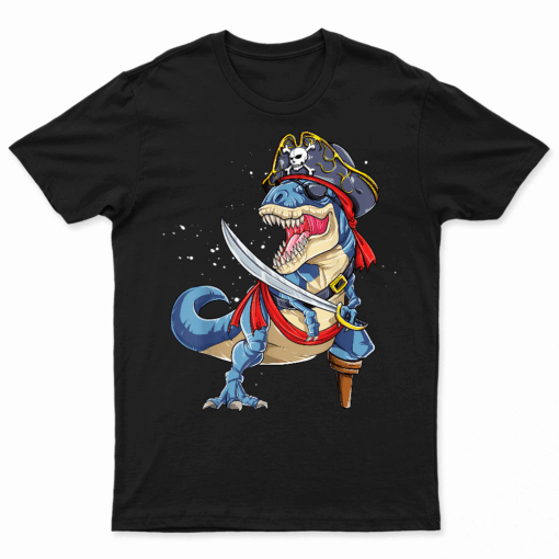 Dinosaur T Rex Pirate T Shirt Jolly Roger Halloween Gifts T Shirt