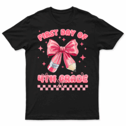 First Day Of 4Th Grade Coquette Back To School Girls Kids T Shirt