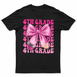 First Day Of 4Th Grade Girls Coquette Bow Back To School T Shirt