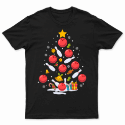 Funny Bowling Christmas Tree Lights Xmas Gifts For Men Women Short Sleeve T Shirt