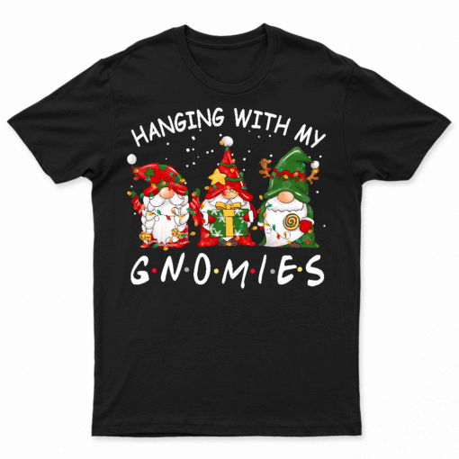 Funny Christmas Gnome Hanging With My Gnomies Family Pajamas Tees