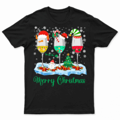 Funny Christmas Spirits Glasses Of Wine Xmas Holidays Party T Shirt