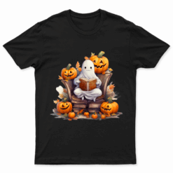 Funny Ghost Book Reading Boo Spooky Halloween Books Lover T Shirt
