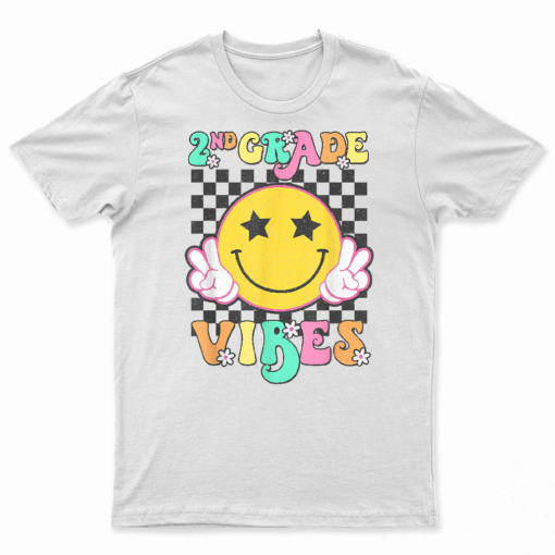 Girls 2Nd Grade Vibes Smile Face Back To School Second Grade T Shirt