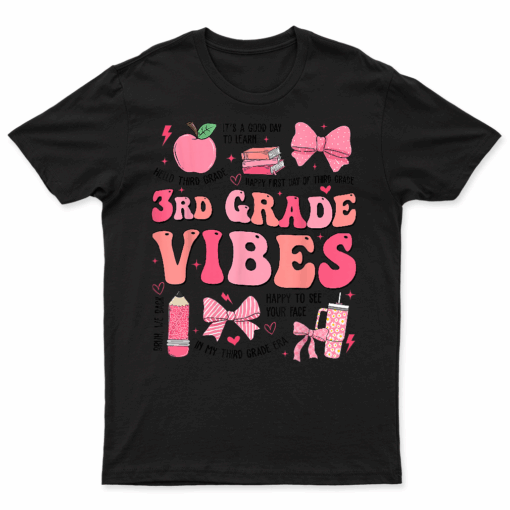 Girls 3Rd Grade Vibes Coquette Bow Back To School Teacher T Shirt