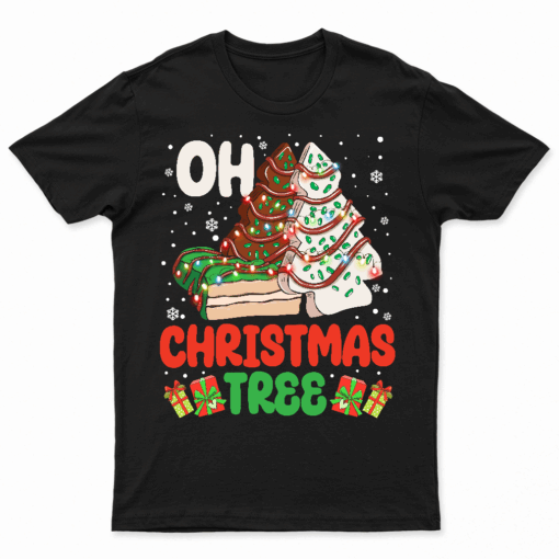 Groovy Oh Christmas Tree Cakes Debbie Becky Jen Cake Lovers T Shirt