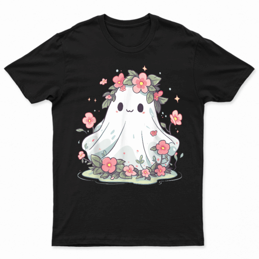 Halloween Shirt Floral Ghost Halloween Costume Girls Women T Shirt