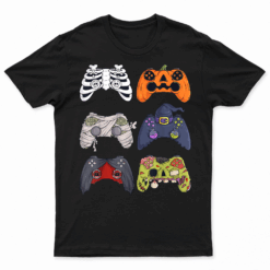 Halloween Skeleton Zombie Gaming Controllers Mummy Boys Kids T Shirt
