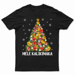 Hawaiian Floral Christmas Tree Mele Kalikimaka Tropical Xmas T Shirt