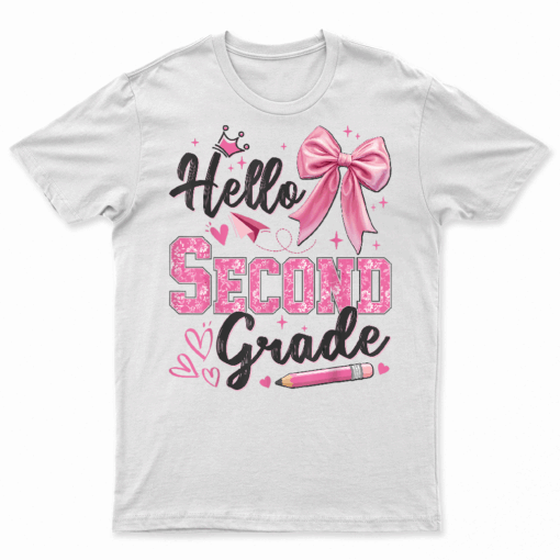 Hello Second Grade First Day Of School Coquette Teacher Girl T Shirt