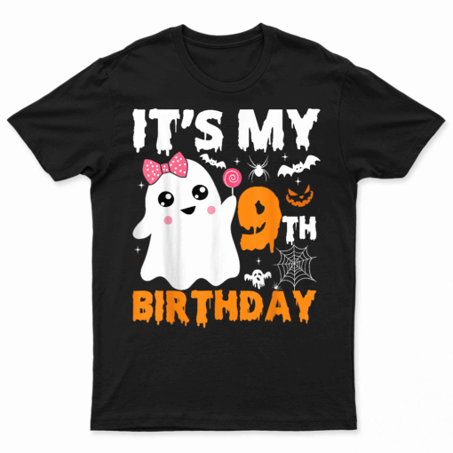 It'S My 9Th Birthday 9 Years Old Ghost Pumpkin Halloween T Shirt