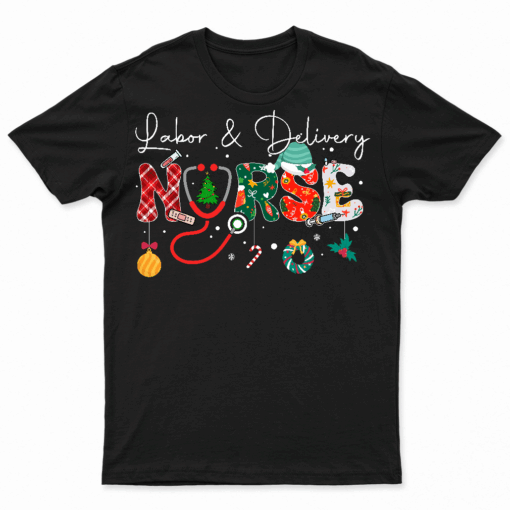 Labor And Delivery Nurse Christmas Nursing Stethoscope Xmas Scrub