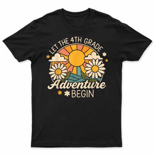 Let The 4Th Grade Adventure Begin Retro First Day Of School T Shirt
