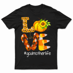 Love Godmother  Family Matching Group Thanksgiving Autumn T Shirt For Mens Womens
