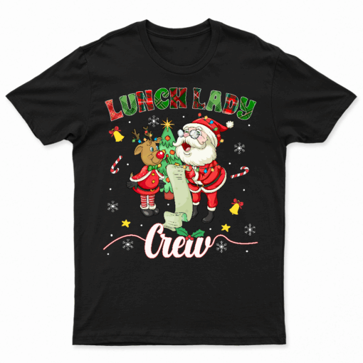 Lunch Lady Crew Cute Reindeer Santa Christmas Family Xmas