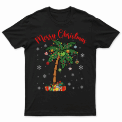 Merry Christmas Palm Tree Hawaii Hawaiian Tropical Christmas T Shirt