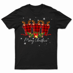 Merry Christmas Teeth Leopard Red Plaid Green Plaid Vintage T Shirt