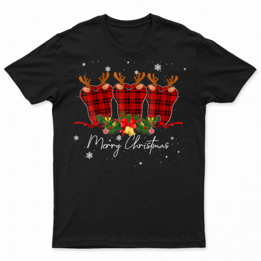 Merry Christmas Teeth Leopard Red Plaid Green Plaid Vintage T Shirt