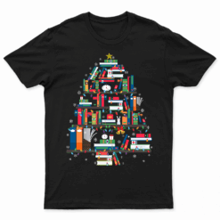 Merry Christmas Tree Reading Books Lover Librarian Nerd T Shirt