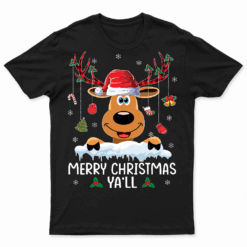 Merry Christmas Ya'Ll Reindeer Santa Hat Buffalo Red Plai