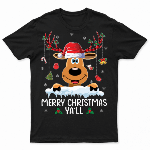 Merry Christmas Ya'Ll Reindeer Santa Hat Buffalo Red Plai