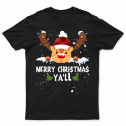 Merry Christmas Ya'Ll Reindeer Santa Hat Buffalo Red Plaid
