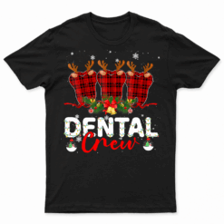 Merry Christmas Dental Crew Teeth Leopard Red Plaid Green Plaid T Shirt
