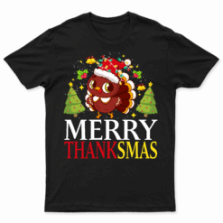 Merry Thanksmas Happy Thanksgiving Santa Turkey T Shirt