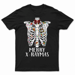 Merry X Raymas Skeleton Rib Cage Radiology Christmas Gift T Shirt