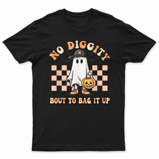 No Diggity Bout To Bag It Up Ghost Halloween Kids Toddler T Shirt