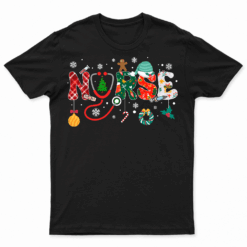 Nurse Christmas Nursing Stethoscope Xmas Scrub Top Women T Shirt