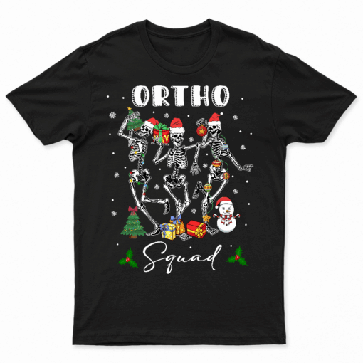 Ortho Squad Christmas Skeletons Orthopedics Nurse Rn Crew T Shirt