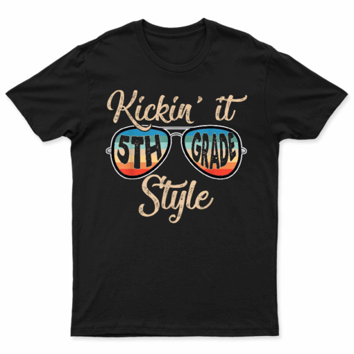 P41L Retro Kickin It 5Th Grade Style Teacher Back To School T Shirt