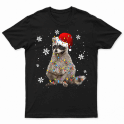 Raccoon Christmas Tree Lights Pajama Racoon Lover Xmas T Shirt