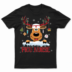 Reindeer Christmas Nurse Stethoscope PICU Nurse Christmas T Shirts