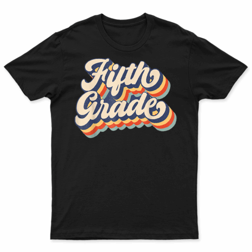 Retro Sunset Fifth Grade Teacher  Student Back To School T Shirt