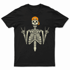 Rocker Skeleton Cap Skater Cool Halloween Punk Rock Men Boys T Shirt