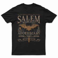 Salem Apothecary Herbalist Witch Wiccan Beige Bat T Shirt