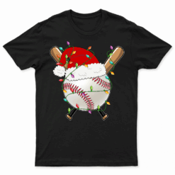 Santa Sports Design For Men Boys Christmas Baseball Player T Shirt
