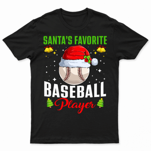 Santa'S Favorite Baseball Player Christmas Pajama T Shirt