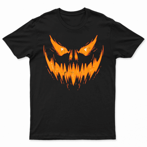 Scary Spooky Jack O Lantern Face Pumpkin Halloween Men Boys T Shirt