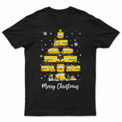 School Bus Christmas Tree Lights Funny Bus Driver Xmas Pjs T Shirt
